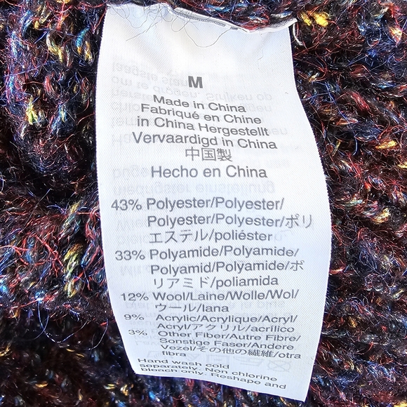 Madewell Metallic Shimmer Pullover Crewneck Sweater Purple Medium Chunky Winter - Picture 7 of 7